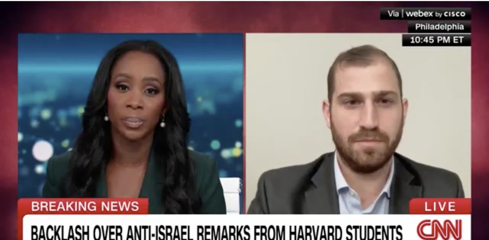 J.J. Kimche interviewed on CNN about backlash over anti-Israel remarks from Harvard students