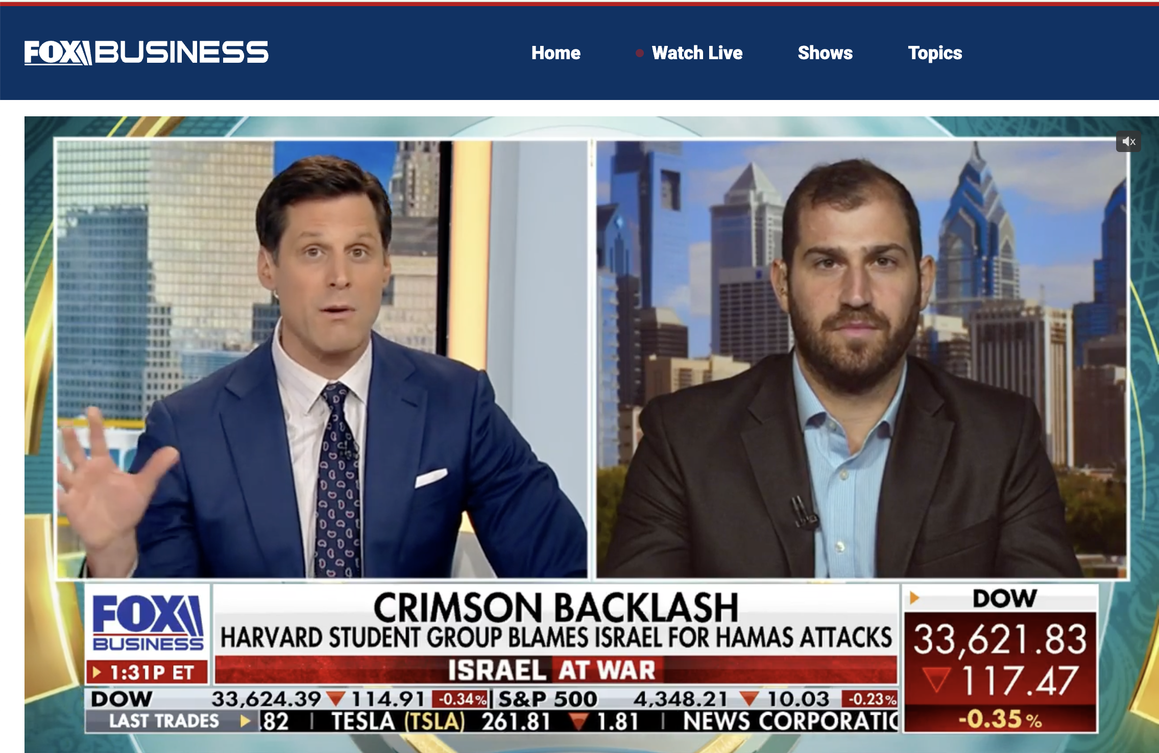 J.J. Kimche interviewed on Fox Business about the Harvard response to the October 7 attacks